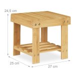 Scaun din bambus, 24,5x25x27 cm, sarcina maxima 100 kg, Relaxdays - imagine 3