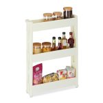 Etajera cu 3 rafturi Relaxdays, pentru bucatarie sau baie, crem, din plastic, 76 x 55 x 12,5 cm