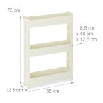 Etajera cu 3 rafturi Relaxdays, pentru bucatarie sau baie, crem, din plastic, 76 x 55 x 12,5 cm - imagine 4