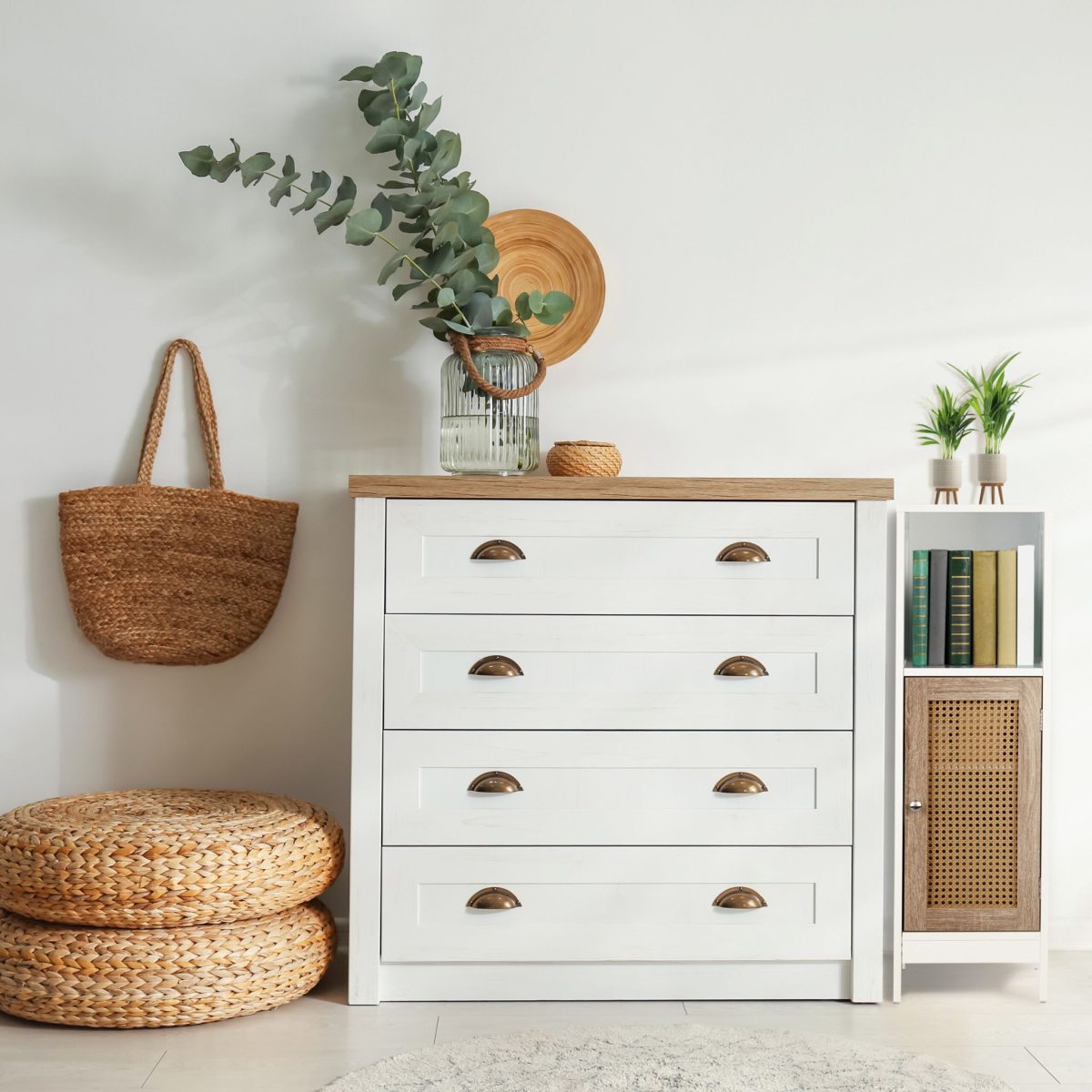 Dulap baie, 3 rafturi de depozitare, din MDF, 96,5 x 30 x 30 cm, maro/alb - imagine 5