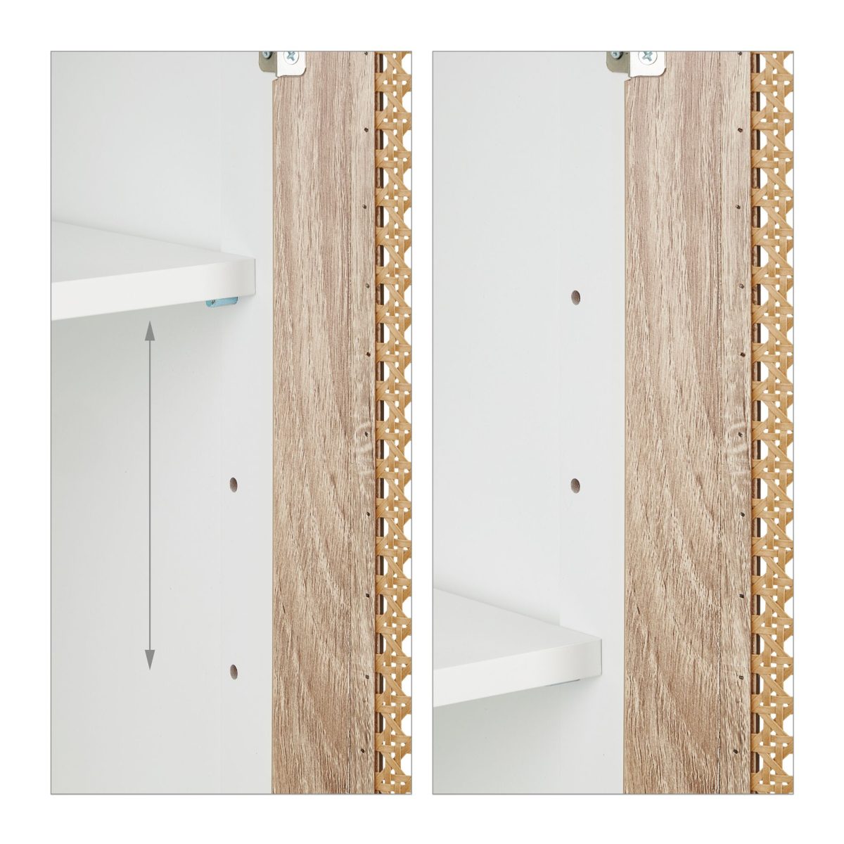 Dulap baie, 3 rafturi de depozitare, din MDF, 96,5 x 30 x 30 cm, maro/alb - imagine 6