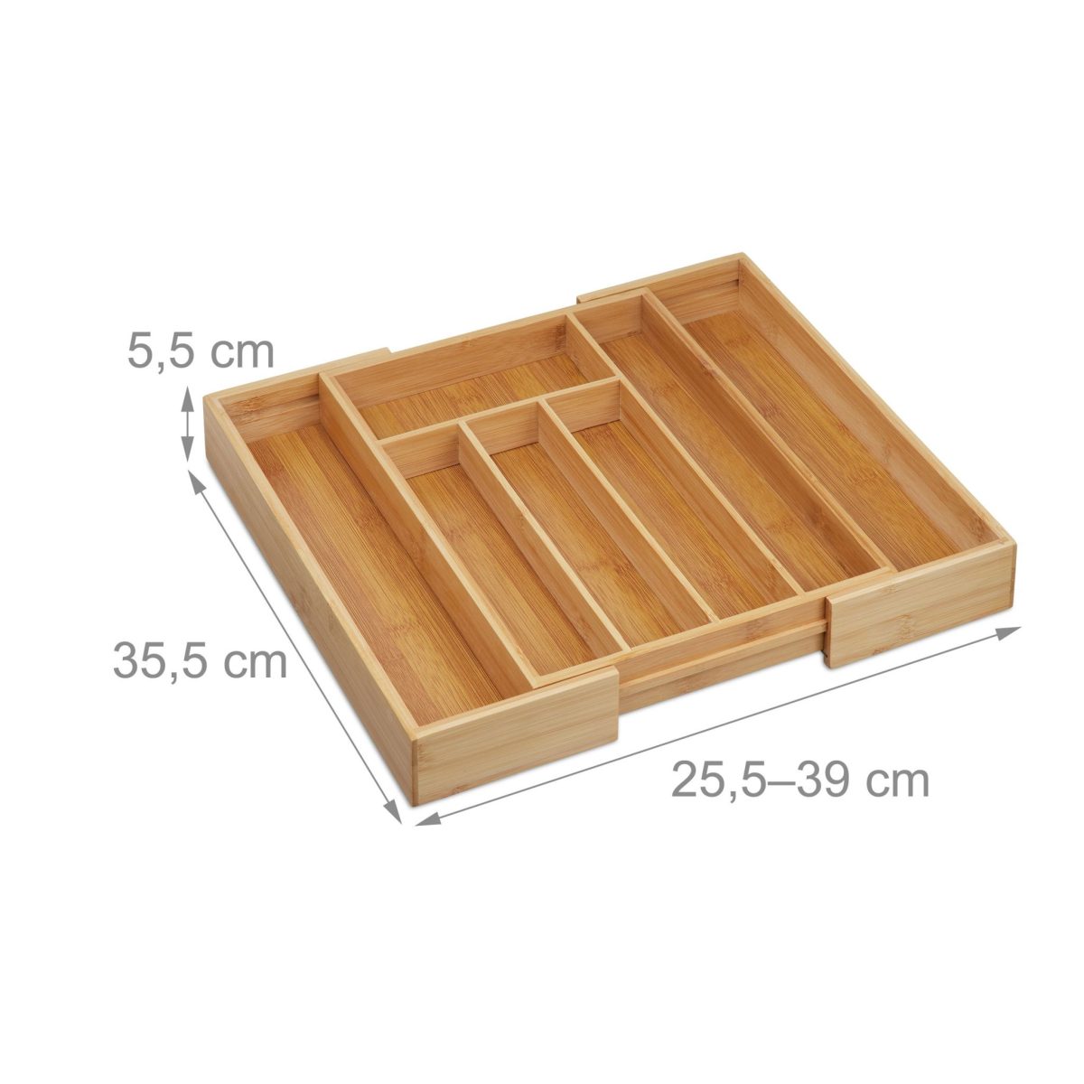 Suport pentru tacamuri, RelaxDays, din bambus, extensibil, natur, 5.5 x 25.5 - 39 x 35.5 cm - imagine 4