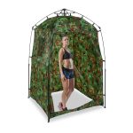 Cort portabil pentru dus sau toaleta XXL, poliester, 240 x 160 x 154 cm, camuflaj, pentru camping, drumetii si excursii