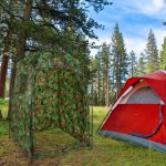 Cort portabil pentru dus sau toaleta XXL, poliester, 240 x 160 x 154 cm, camuflaj, pentru camping, drumetii si excursii - imagine 2
