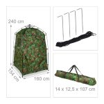 Cort portabil pentru dus sau toaleta XXL, poliester, 240 x 160 x 154 cm, camuflaj, pentru camping, drumetii si excursii - imagine 4
