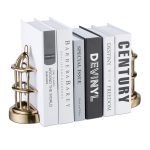 Set 2 suporturi de carte in forma de colivie, din aluminiu, 20 x 7 x 11,5 cm, gold