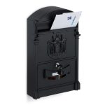 Cutie postala cu aspect vintage, pentru exterior,cu stema si decoratiuni antice, negru, 41 x 25,5 x 9 cm
