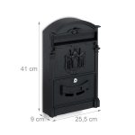 Cutie postala cu aspect vintage, pentru exterior,cu stema si decoratiuni antice, negru, 41 x 25,5 x 9 cm - imagine 4