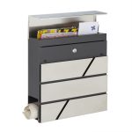 Cutie postala exterior, spatiu ziare, buzunar pentru materiale publicitare, 2 chei, 37 x 37 x 11 cm, antracit/argintiu