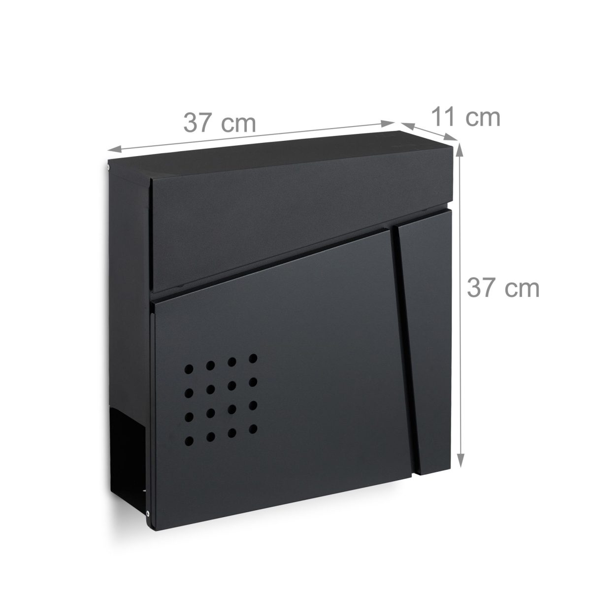Cutie postala exterior, buzunar pentru materiale publicitare, 2 chei, 37 x 37 x 11 cm, negru - imagine 4