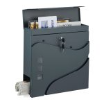 Cutie postala, desing modern, din otel galvanizat, negru, suport ziar/reviste, 37 x 37 x 11 cm