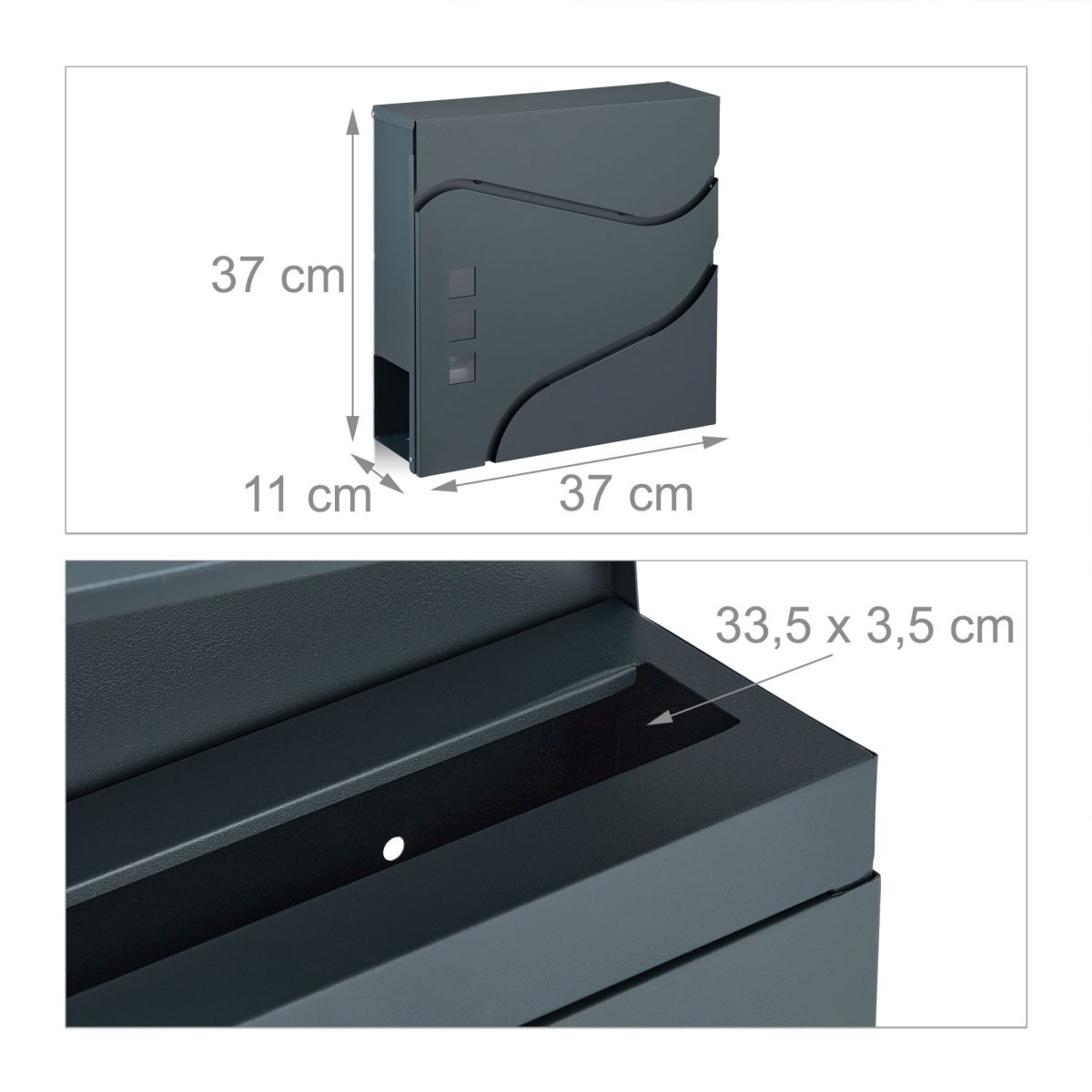 Cutie postala, desing modern, din otel galvanizat, negru, suport ziar/reviste, 37 x 37 x 11 cm - imagine 4