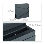 Cutie postala, desing modern, din otel galvanizat, negru, suport ziar/reviste, 37 x 37 x 11 cm - imagine 4