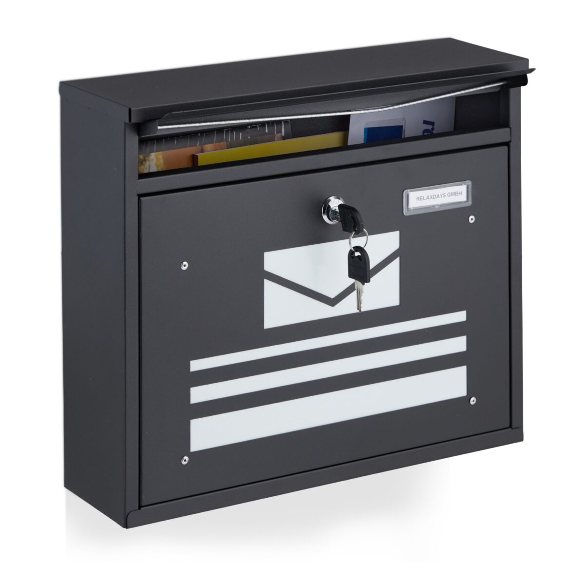 Cutie postala, design modern, negru, 31 x 36 x 11 cm - imagine 3