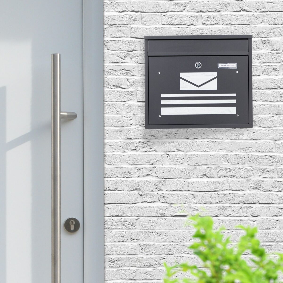 Cutie postala, design modern, negru, 31 x 36 x 11 cm - imagine 2