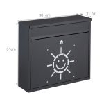 Cutie postala moderna, design soare, 2 chei, negru, 31 x 36 x 11 cm - imagine 4