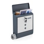 Cutie postala exterior, otel, spatiu ziare, argintiu/antracit, 38,5 x 31 x 12 cm