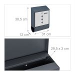 Cutie postala exterior, otel, spatiu ziare, argintiu/antracit, 38,5 x 31 x 12 cm - imagine 4