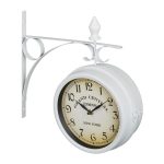 Ceas de perete, design vintage, 2 fete, 34 x 35 x 10 cm, alb