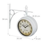 Ceas de perete, design vintage, 2 fete, 34 x 35 x 10 cm, alb - imagine 3