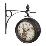 Ceas de perete, design Paris, 2 fete, 34 x 35 x 10 cm, negru