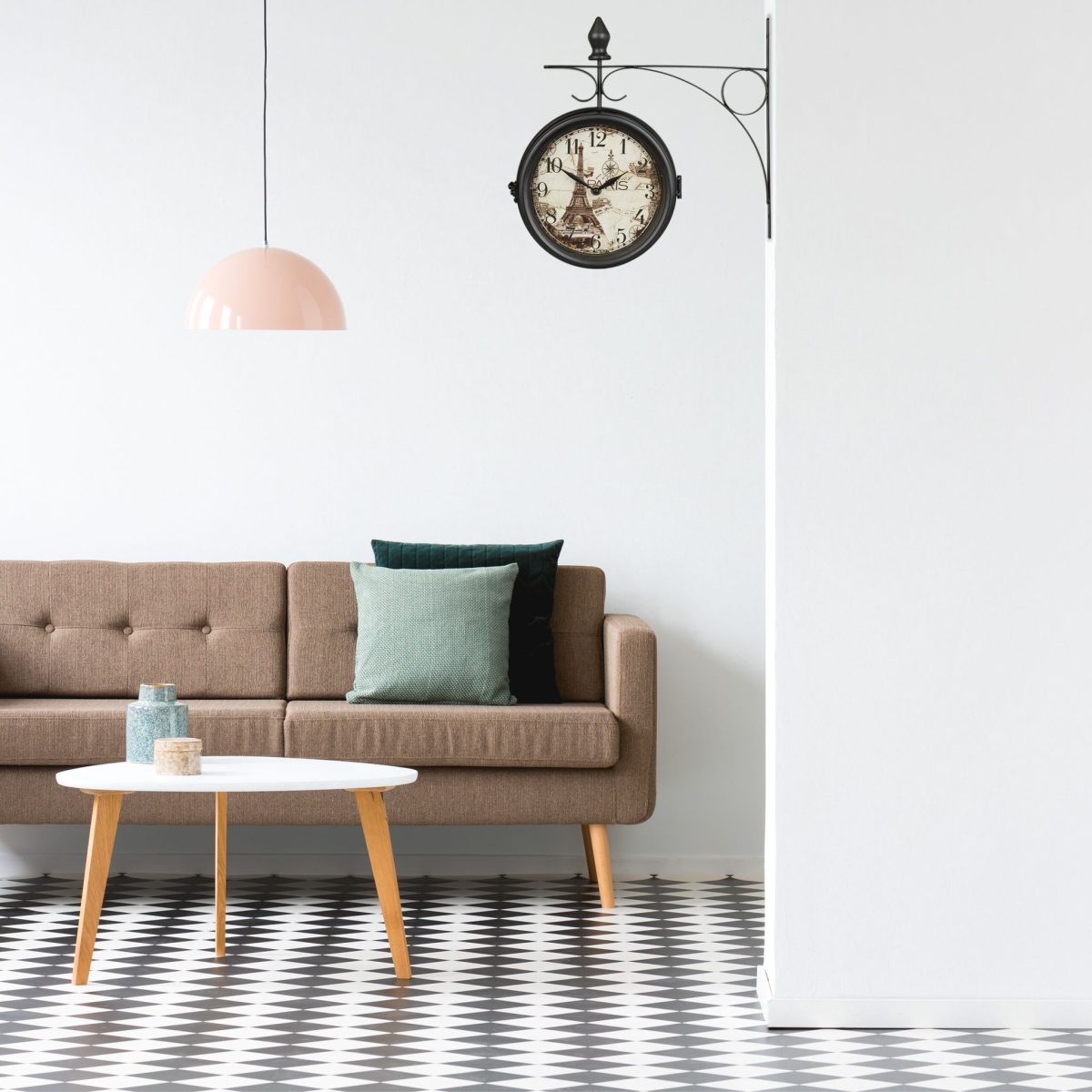 Ceas de perete, design Paris, 2 fete, 34 x 35 x 10 cm, negru - imagine 2