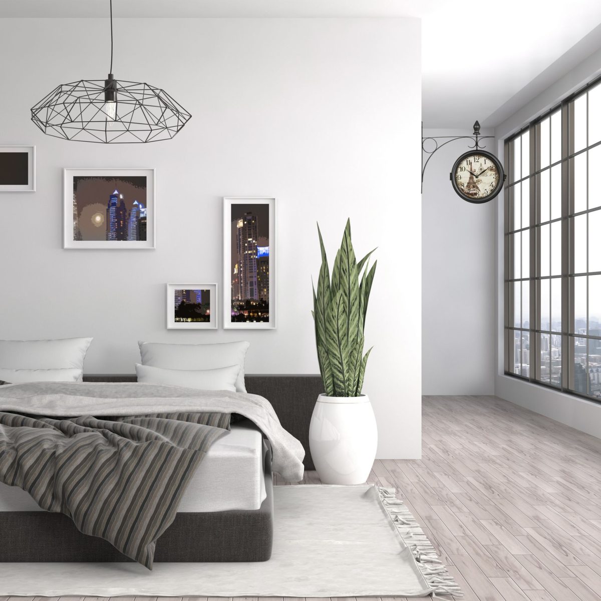 Ceas de perete, design Paris, 2 fete, 34 x 35 x 10 cm, negru - imagine 5