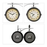 Ceas de perete, design Retro, 2 fete, cu cifre romane, 33 x 34 x 10 cm, negru - imagine 6