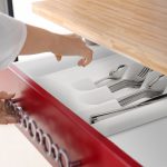 Set 2 organizatoare tacamuri, 5 compartimente, din plastic, design alb - imagine 3
