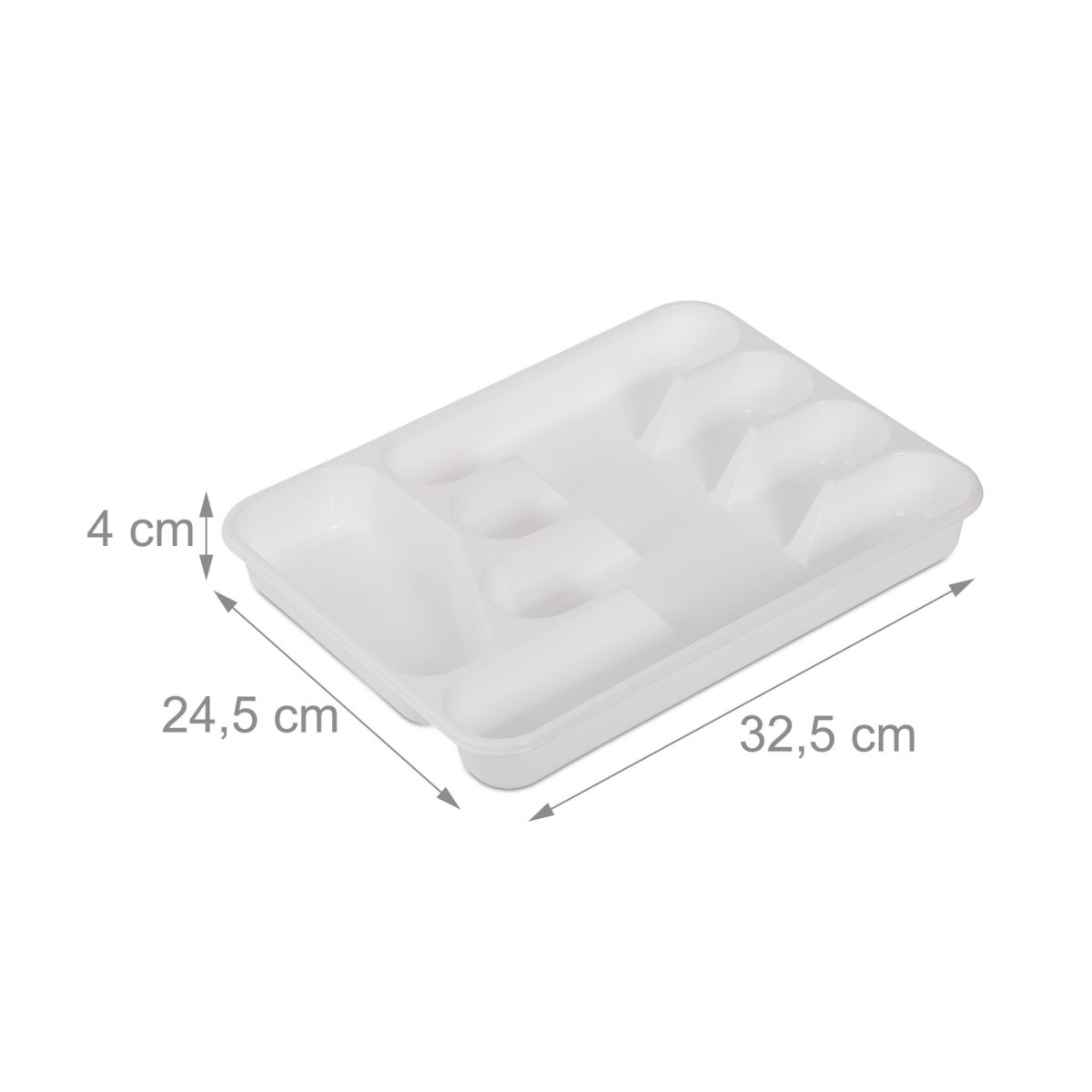 Set 2 organizatoare tacamuri, 5 compartimente, din plastic, design alb - imagine 4