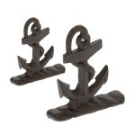 Suport carti/opritor, din fonta, set de 2 bucati, 19 x 19,5 x 8 cm, maro