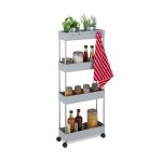 Etajera cu 4 rafturi, Relaxdays, din plastic si inox, gri, 98 x 15.5 x 40.5 cm