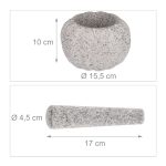 Mojar cu pistil, granit, gri, 10 x 15,5 - imagine 4