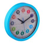 Ceas de perete pentru copii, cifre mari/colorate, 30 x 4,5 cm, plastic/aluminiu, albastru