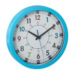 Ceas de perete pentru copii, cifre arabe, 30 x 4,5 cm, albastru/alb, plastic/aluminiu