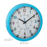 Ceas de perete pentru copii, cifre arabe, 30 x 4,5 cm, albastru/alb, plastic/aluminiu - imagine 8