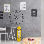 Ceas decorativ de perete, DIY,, Fotbal”, 50 - 100 cm, Efect 3D, alb/negru - imagine 3