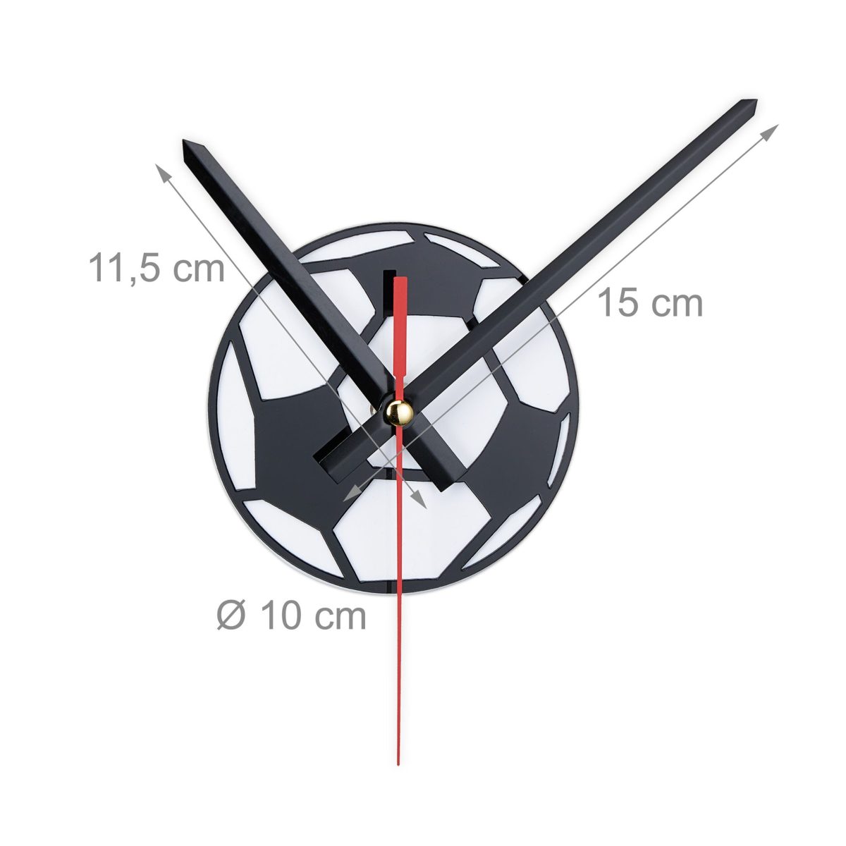 Ceas decorativ de perete, DIY,, Fotbal”, 50 - 100 cm, Efect 3D, alb/negru - imagine 6