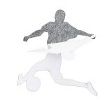 Ceas decorativ de perete, DIY,, Fotbal”, 50 - 100 cm, Efect 3D, alb/negru - imagine 2
