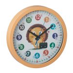 Ceas de perete pentru copii, cifre arabe, design leu, 30 x 4,5 cm, alb/maro