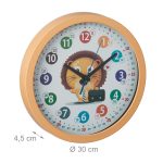 Ceas de perete pentru copii, cifre arabe, design leu, 30 x 4,5 cm, alb/maro - imagine 4