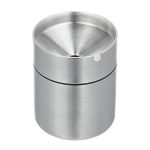 Scrumiera din otel inoxidabil cu capac, rezistenta la vant, pentru interior/exterior, gri, 8,5 x 7 cm