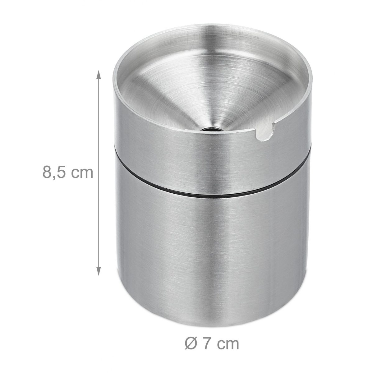 Scrumiera din otel inoxidabil cu capac, rezistenta la vant, pentru interior/exterior, gri, 8,5 x 7 cm - imagine 4