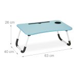 Masa de laptop multifunctionala, suport tableta/telefon/cana sau pahar, pliabila,  26 x 63 x 40 cm, albastru - imagine 4