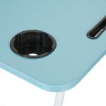 Masa de laptop multifunctionala, suport tableta/telefon/cana sau pahar, pliabila,  26 x 63 x 40 cm, albastru - imagine 7