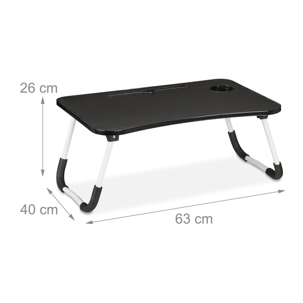Masa de laptop multifunctionala, suport tableta/telefon/cana sau pahar, pliabila, 26 x 63 x 40 cm - imagine 4