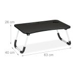 Masa de laptop multifunctionala, suport tableta/telefon/cana sau pahar, pliabila, 26 x 63 x 40 cm - imagine 4