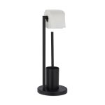 Set suport hartie igienica si perie toaleta, otel, design modern, 53 x 20,5 cm, negru