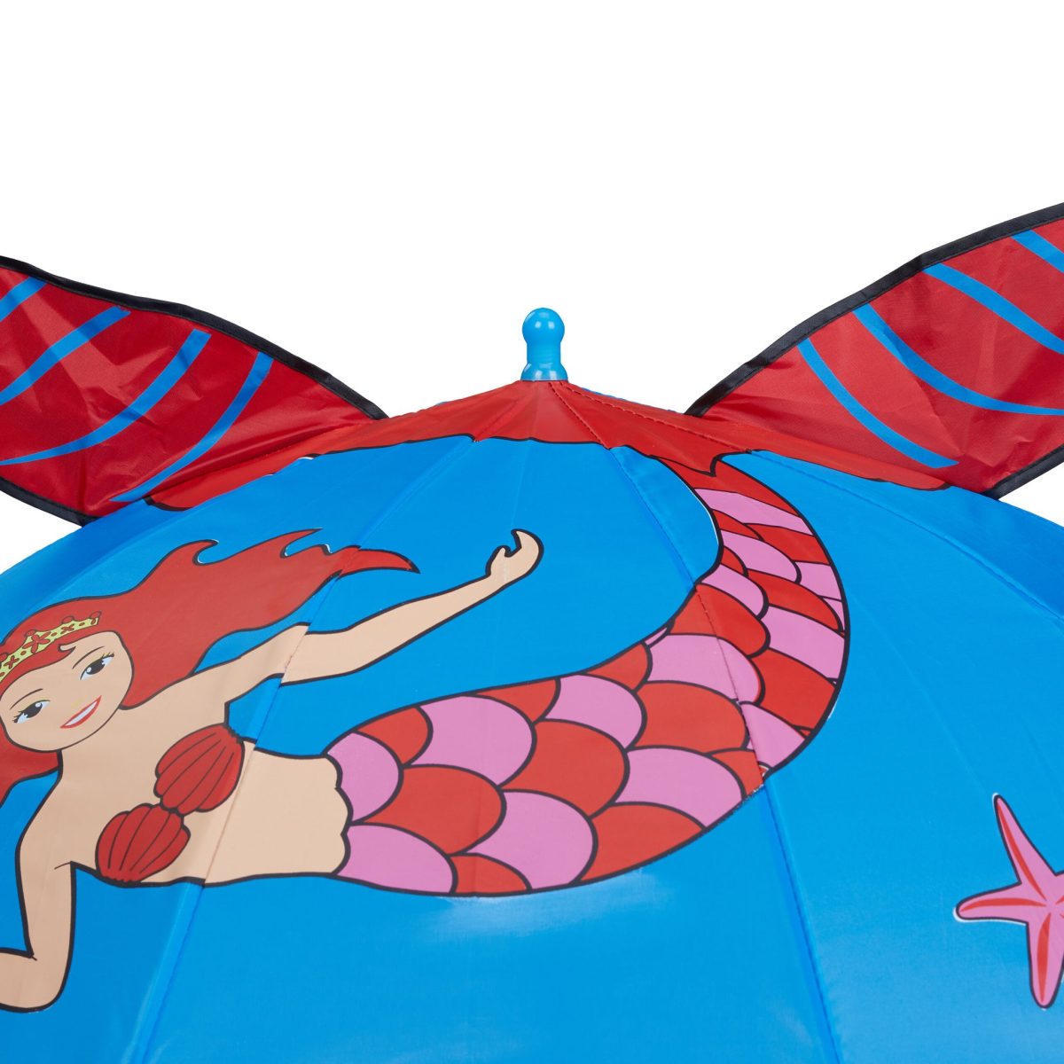 Umbrelă pentru copii, model sirena, 69 x 78 cm, albastru/rosu - imagine 7
