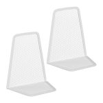 Suport carti/opritor, metal,14 x 12 x 9 cm, set de 2 bucati, alb
